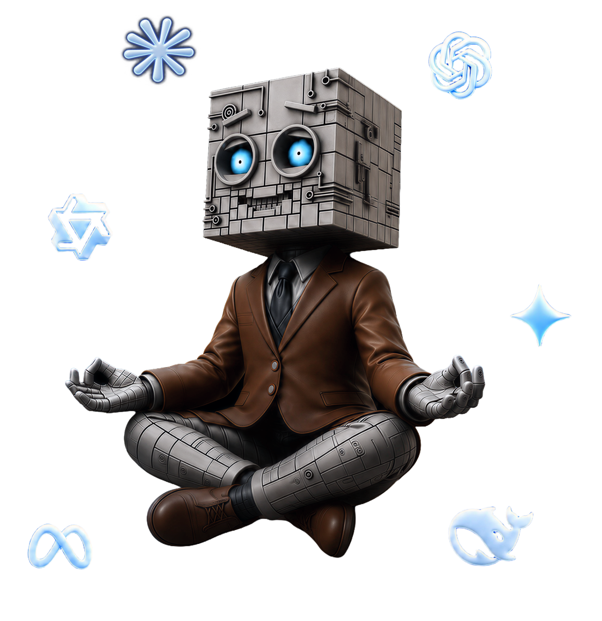 DEX.DO marketplace — an Acki Nacki character seated among the marks of the AI models on offer